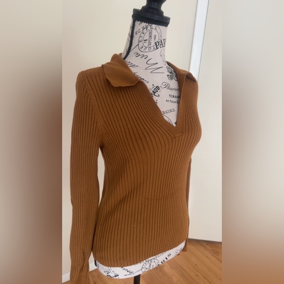 Old Navy Brown Ribbed V-Neck Sweater Womens Size XS adorable romper - Picture 2 of 5